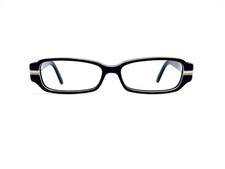 VTG Gucci Blue White Rectangular Glasses Gold Accent Italy GG 2916 GRK 51 15 130