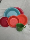 Lot (6) Fiestaware vintage Plate, Bowl, Saucer, Cup. Various Colors