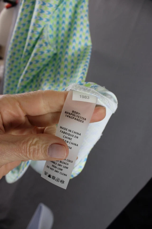 Jofit 女式白色蓝色薄荷印花分领无袖套衫上衣衬衫 XL — 第 4/4 张图片