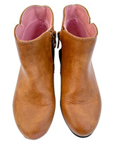 Girls Cat Jack Brown Faux Leather Ankle Boots with Zipper Size 11