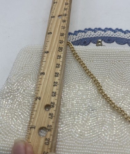 Bag by Debbie John Wind Imports White Wedding Purse Beaded Mini Purse Japan - Picture 6 of 11