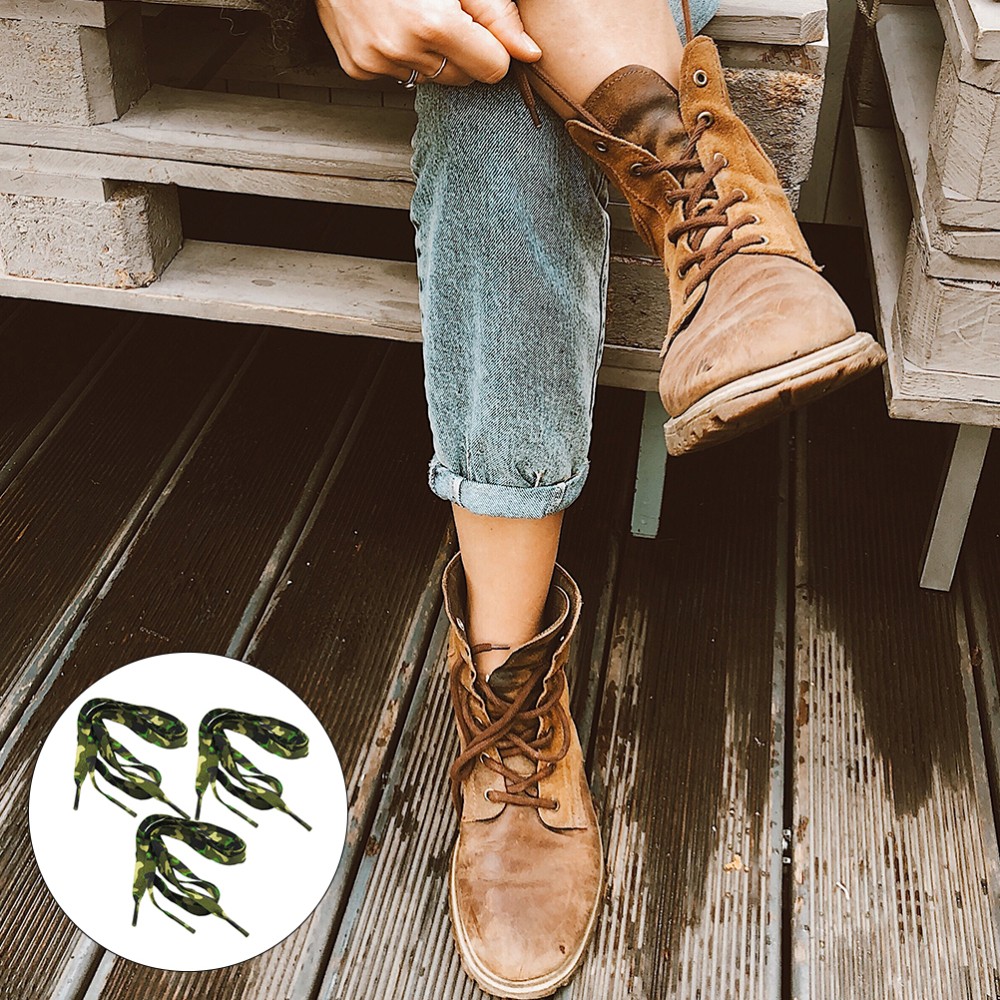 APL 3 paia di lacci per scarpe chic in poliestere stampa motivo dirompente (mimetico)