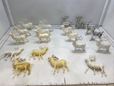 19 Vintage Hard Plastic Reindeer Ornaments Decorative