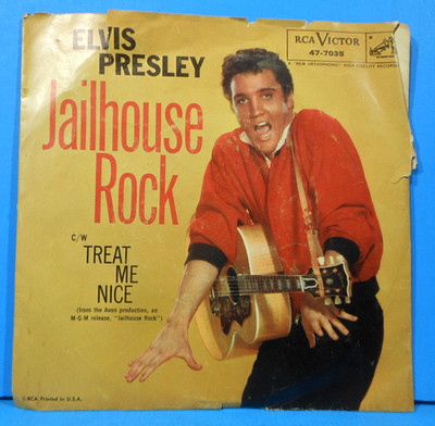 ELVIS PRESLEY JAILHOUSE ROCK ~ TREAT ME NICE 7'' 1957 NICE CONDITION! VG/VG!!D