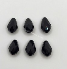 6pc Swarovski Crystal Jet Black 9x6mm Faceted Teardrop 5500 Beads