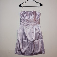 Davids Bridal Strapless Satin Dress Size 6 Pockets Prom Bridesmaid Lavender