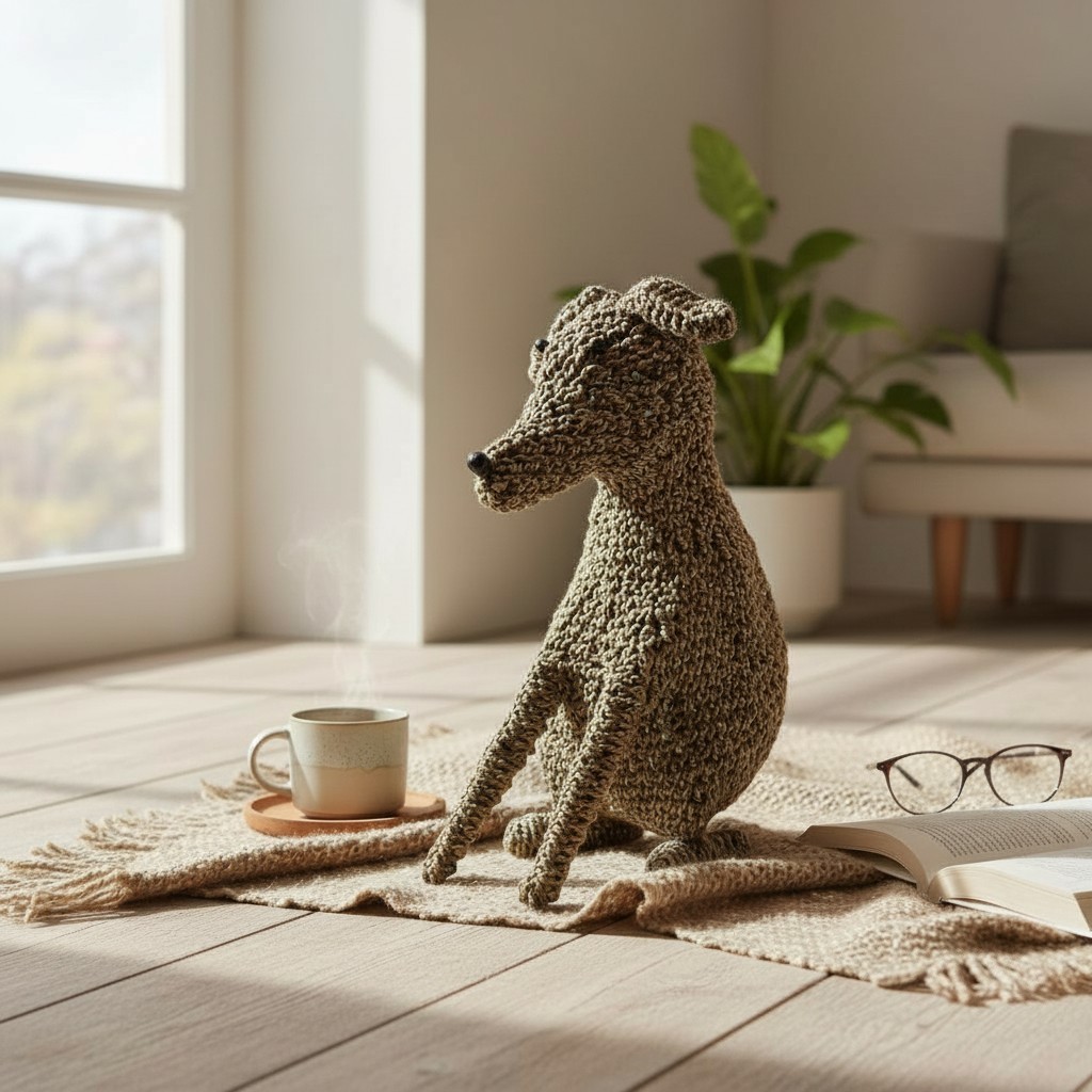 Seagrass Dog Ornament Figurine - Handmade Knotted Rope Decorative Animal 60cm XL