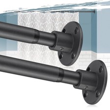 2 PCS Heavy Duty Shower Curtain Rod 28 To 48 Inch Fixed Wall Mount Matte Blk