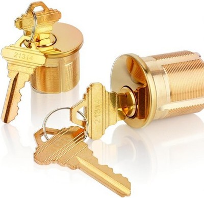 2PCS Brass Mortise Lock Cylinders 1-1/8'' SC Keyway Standard Door Lock KD
