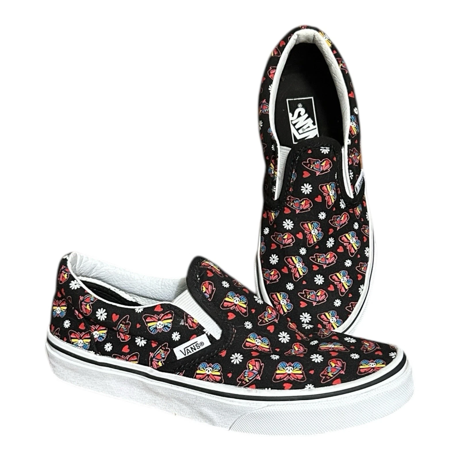 Sneakers VANS Off The Walls nere con farfalle in tela bambino taglia 3 slip on 508731