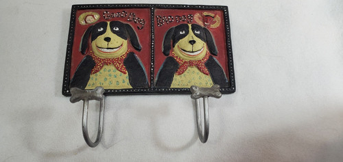 Good Dog Bad Dog Wall Hanger 2 Hooks 7" X 4"
