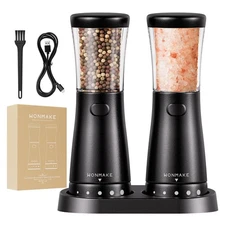 Electric Salt and Pepper Grinder Set Rechargeable, Electric Pepper Grinder wi...
