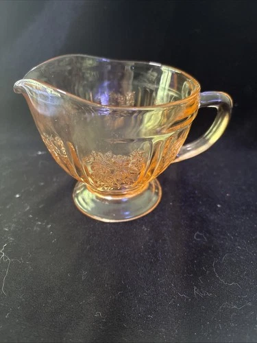 Federal Glass Vintage Pink Depression Glass Sharon Cabbage Rose Footed Creamer