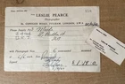 Fulham Photographer Leslie Pearce 1947 Invoice & Card