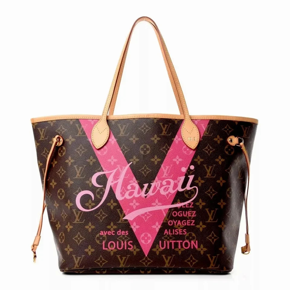 Louis Vuitton Hawaii Neverfull MM Bag Pondichery Bandouliere Pink