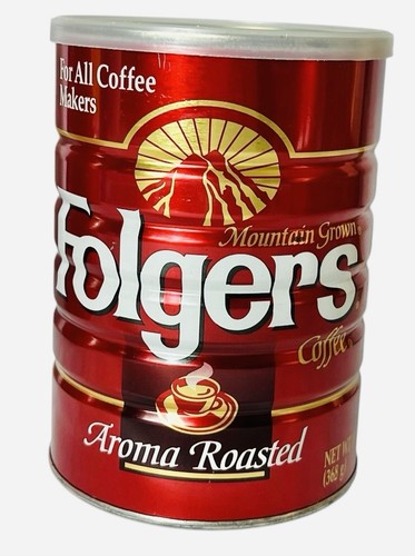 Vintage Folgers Coffee Can 13 Oz. With Lid Aroma Roasted For All Coffee Makers