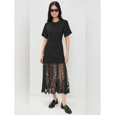 SEA NEW YORK Black Knit Lace Combo Diane Dress