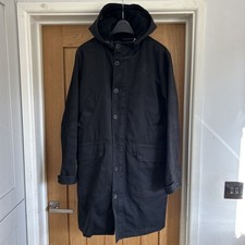 Jigsaw Men?s Overcoat Jacket Hooded Mac Size M British Millerian Coat Gorgeous
