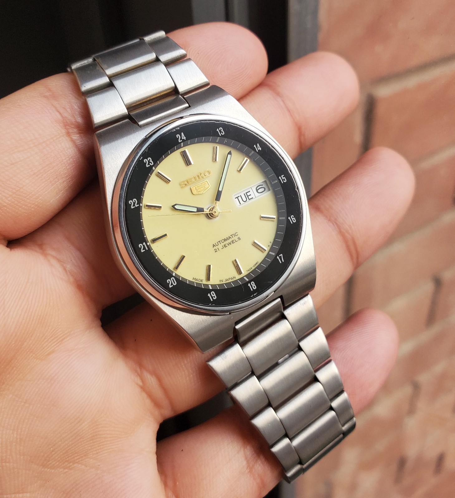 Rare Full Ultra 24hr Dial SKXX53 JDM Retro Automatic Sunburst Seiko Vintage Lume - vintagewatches.pk
