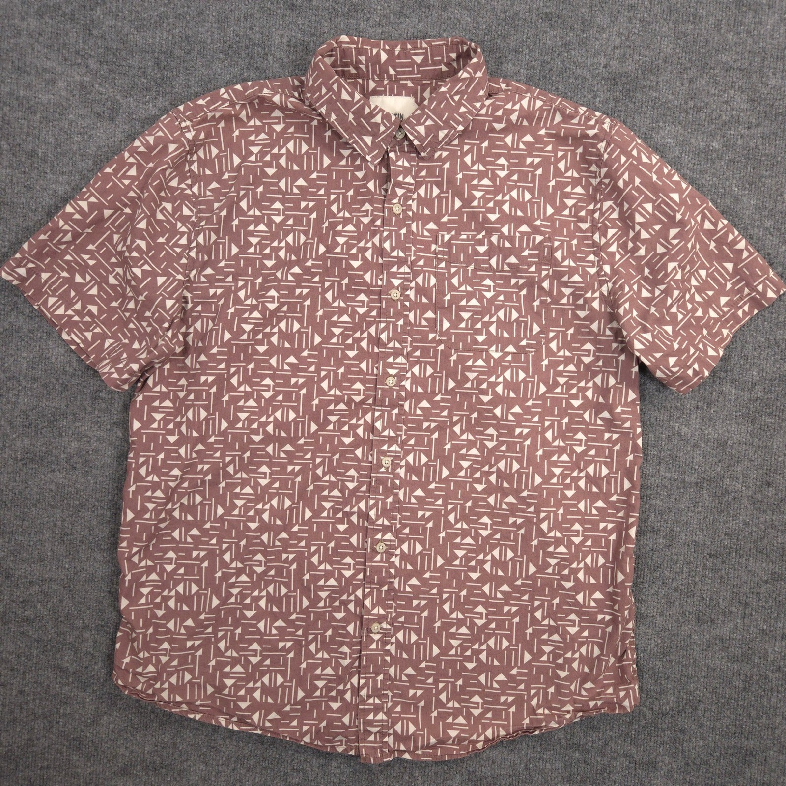 Katin Shirt Mens XL Mauve Geometric Print AOP Short Sleeve Button Up Casual