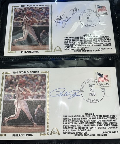 Mike Schmidt/Pete Rose signiert 1980 World Series Spiel 6 Gateway FDC Cachets