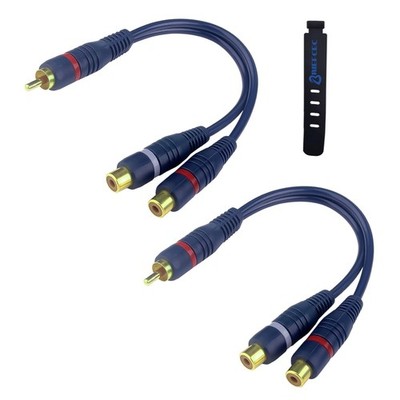 Cinch Kabel Cinch Y Splitter Adapter RCA Kabel Blau 15cm 2 Stück