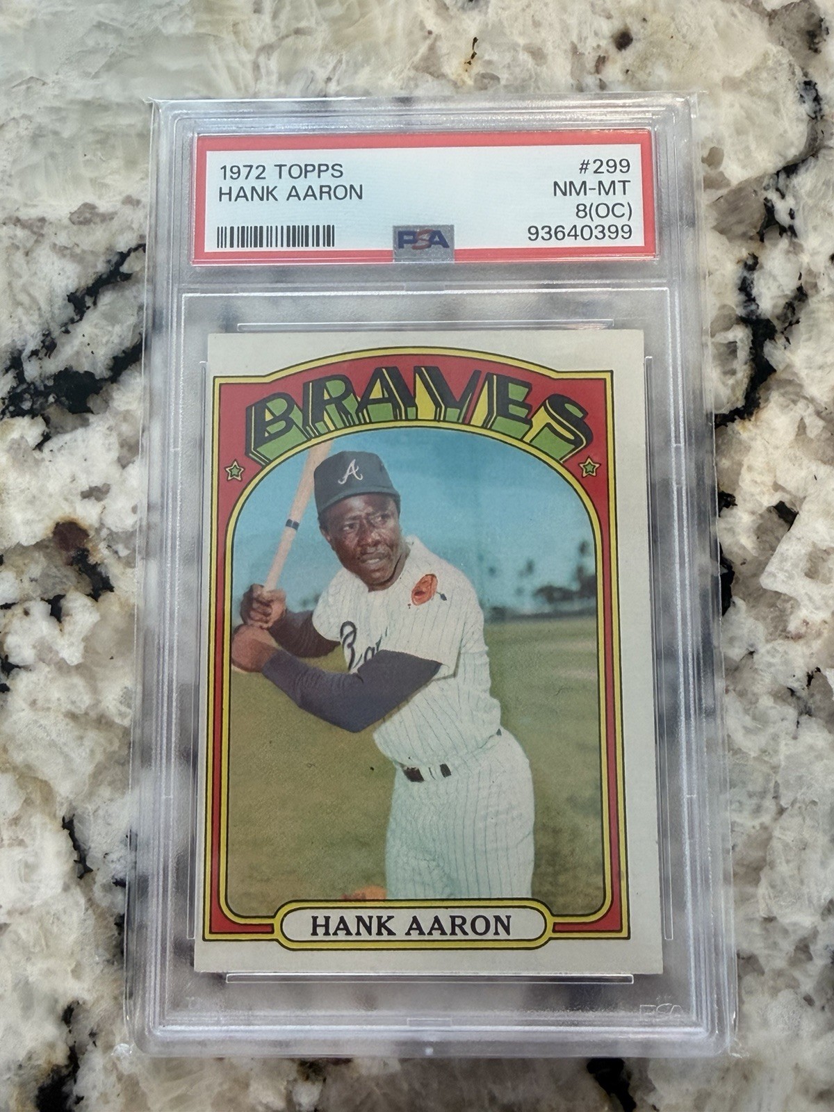 1972 TOPPS #299 HANK AARON PSA 8 MLB BRAVES