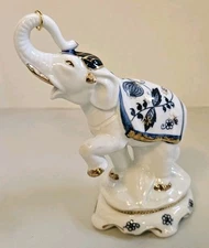 Elegant KPM Porcelain & Gold Elephant, 5-1/2” Tall