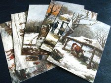 ORIGINAL  SET OF SIX HARRY PAYNE SIGNED TUCK RURAL POSTCARDS, HORSES, No. 9028.