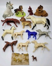 Vintage Toy Horse Lot Plastic Rubber Wood Ceramic Goebel Unicorn Tim Mee Timmee