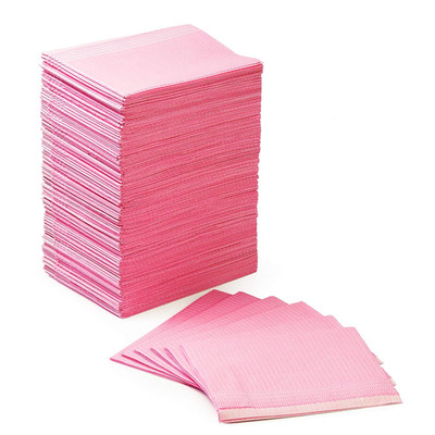 Paquete de 125 Baberos Dentales Rosa Desechables 3 Ply 13 x 18 Inch Medico