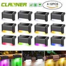 12Pack Solar Deck Lights Outdoor LED Step Fence Stair Wall Lamps for Garden Yard