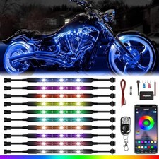 Shinight 10 Pcs Motorcycle Led Light Kits App Control Multicolor Waterproof