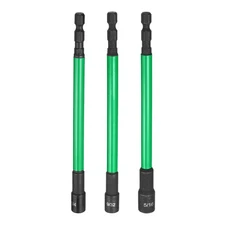 3pcs Nut Driver Drill Bit 1/4+9/32+5/16" Socket 1/4" Hex Shank 6" Long Magnetic
