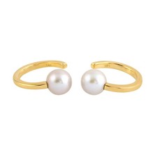 14k Solid Yellow Gold Natural Pearl Huggies For Women Gift For Her For Women