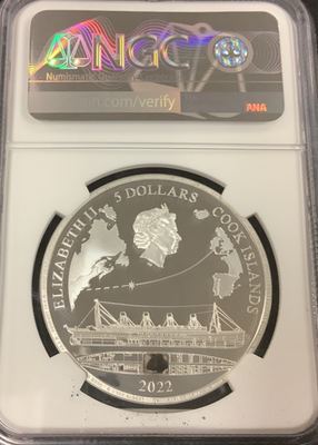 最高鑑定 2022年 クック諸島 銀貨 NGC MS70 北マネシツグミ 2022 Cook Islands Titanic NGC Graded Proof 70 Ultra Cameo! | eBay