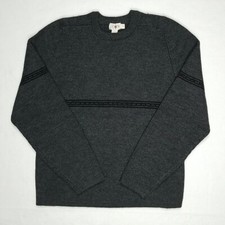 Vtg J. Crew Oarsmen Wool Fisherman Knit Sweater Men's size L Charcoal