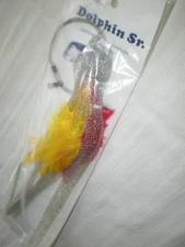 Dolphine SR.- Saltwater Trolling Lure 8" 1.5 oz Rigged Ready Yellow/Red NIP