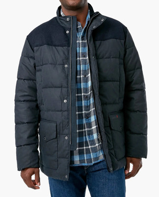 Barbour Mens Sz L Baffle Trellon Wax Jacket Quilted Navy Coat Puffer $570! NEW