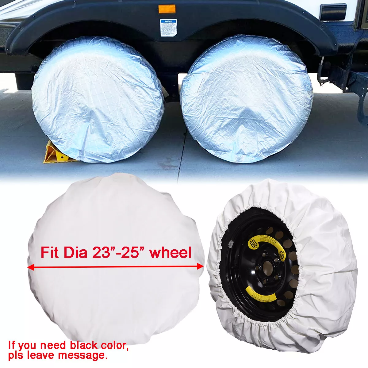 2PCS White Spare Tire Cover PU For RV Trailer Camper ATV UTV 24#034;  25#034; 26#034; Wheel eBay