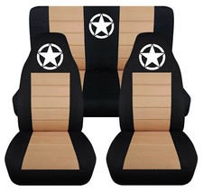 Frontrear Car Seat Covers Black-tan Warmy Star Fits Wrangler Yj Tj Lj Frontrear Car Seat Covers Black-tan Warmy Star Fits Wrangler Yj Tj Lj
