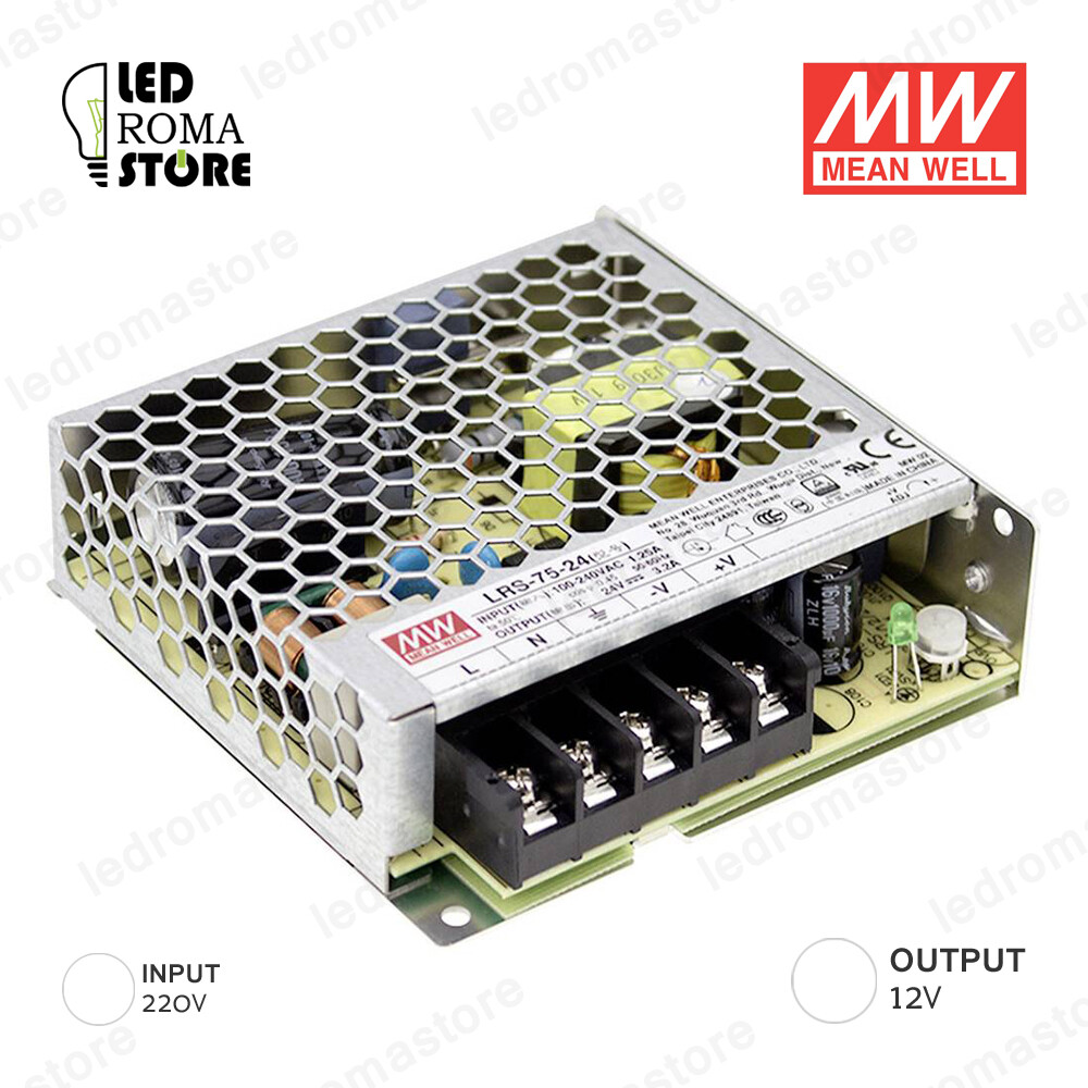 Mean Well LRS-75-12 Alimentatore 12V 75W DC 6.25A - Prezzo Offerta