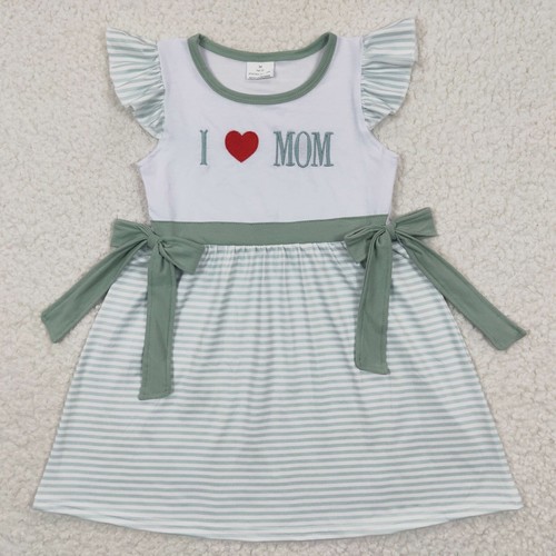 Girls Short Sleeve Embroidery Twirl Dress Father's Day I love Dad - Picture 4 of 13