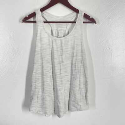 Lululemon Cool Racerback Tank Top White Grey Stripe Size Small 4/6