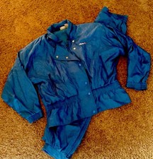 Women's Vintage Ellesse Italy Track Suit 1990's Jacket Pant Blue Snaps Zipper M