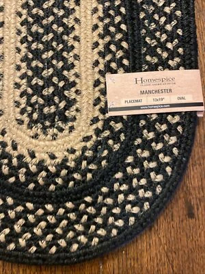 HOMESPICE DECOR MANCHESTER BRAIDED JUTE 13”X19” OVAL PLACEMAT ~NEW W/ TAG~