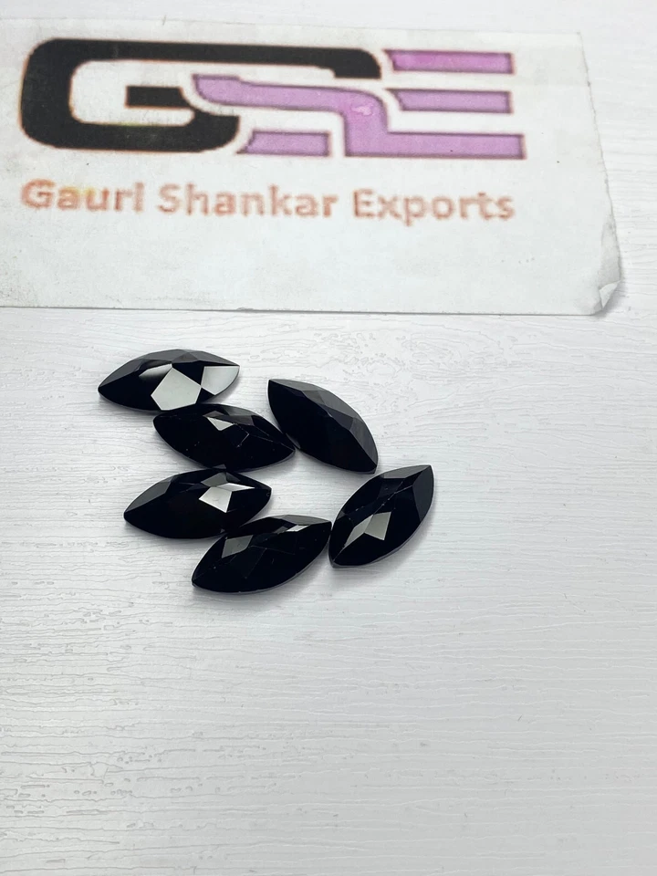 Piedra preciosa suelta corte marquesa facetada espinela negra 4x2 mm a 18x9 mm natural DG Foto 2 de 4