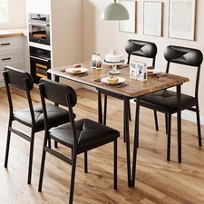 Kitchen Table and Chairs for 4, Rectangular Dining Set with 4 Upholstered Chair