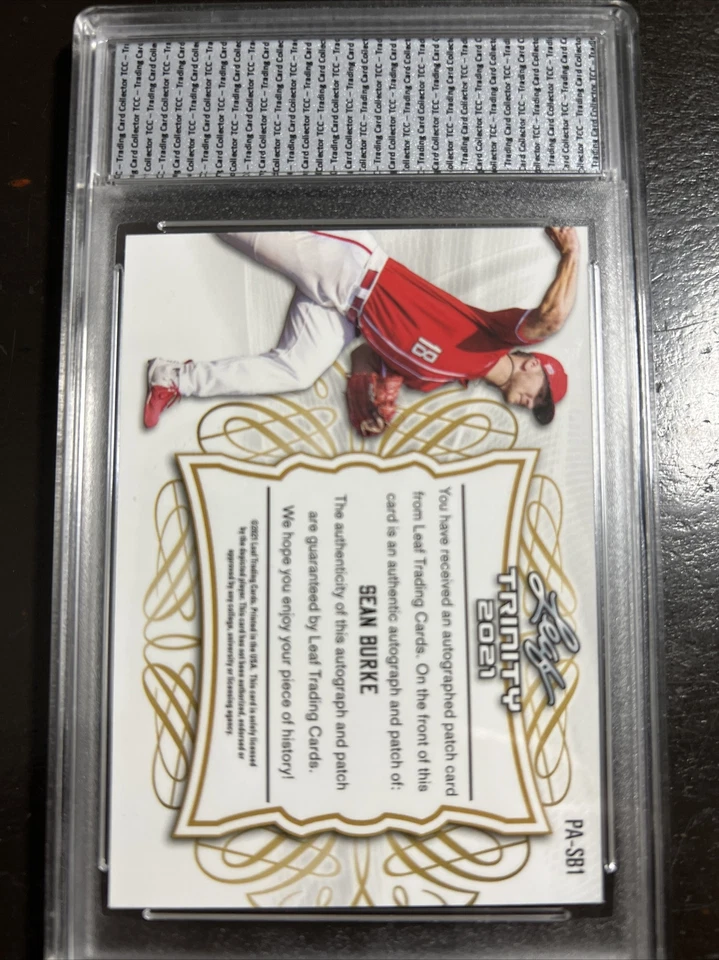 2021 Leaf Trinity Sean Burke 51/75 Auto Patch TCC Graded Gem Mint 10 - Image 2 of 2