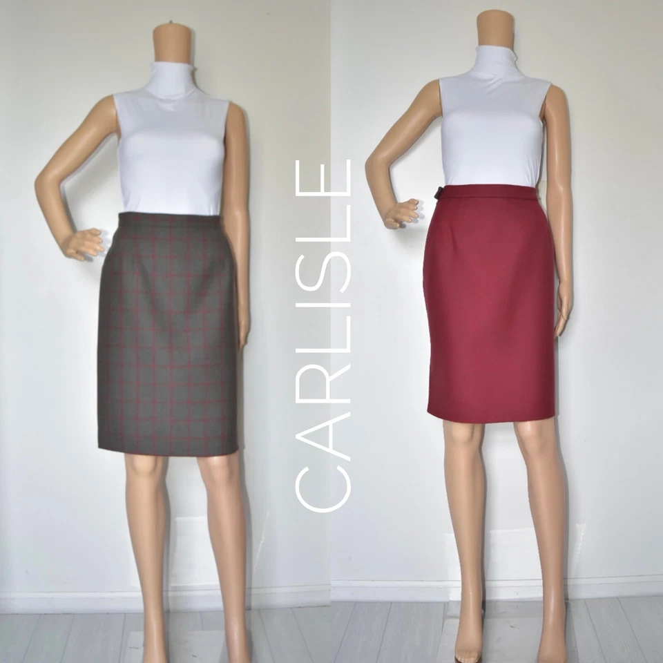 Saia feminina CARLISLE 100% LÃ estampa xadrez tamanho 8